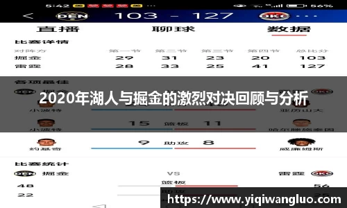 2020年湖人与掘金的激烈对决回顾与分析